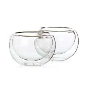 Bulles', set of 2 double wall glass tea bowls - 12,5 cl