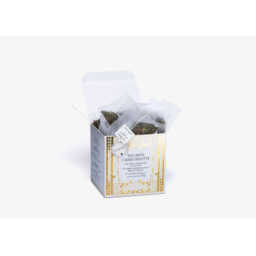 Macaron Cassis Violette, box of 25 Cristal® sachets