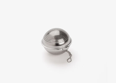 Perforated stainless steel round tea ball with chain