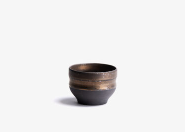 CHIKYU - stoneware tea bowl - bronze finish