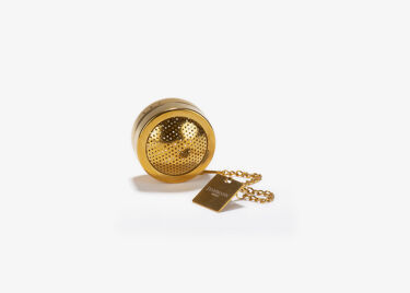 Perforated stainless steel tea ball titanium gold finish- diam. 4 cm