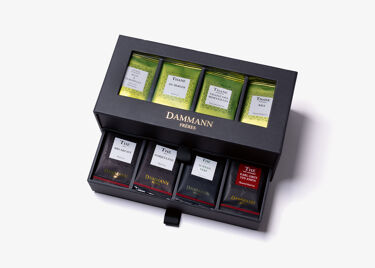 COFFRET "24H/24", coffret noir 2 tiroirs garni de 56 sachets