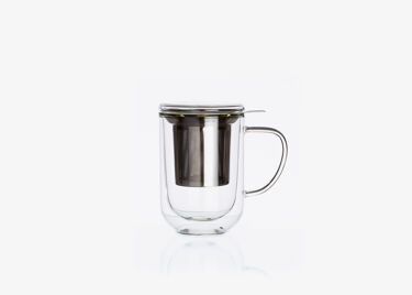 « Downtown », double wall glass mug with stainless steel filter