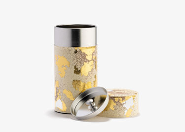 TAIYO - ivory and gold washi paper tea canister 150g