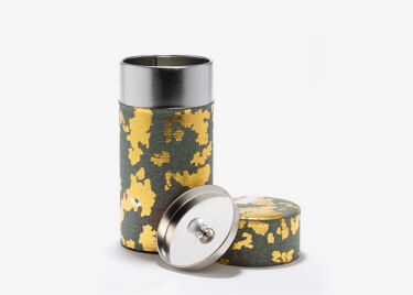 PEPITESU - green and gold washi paper tea canister 100g
