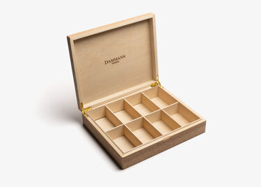 Light wooden chest for 48 tea bags display - empty