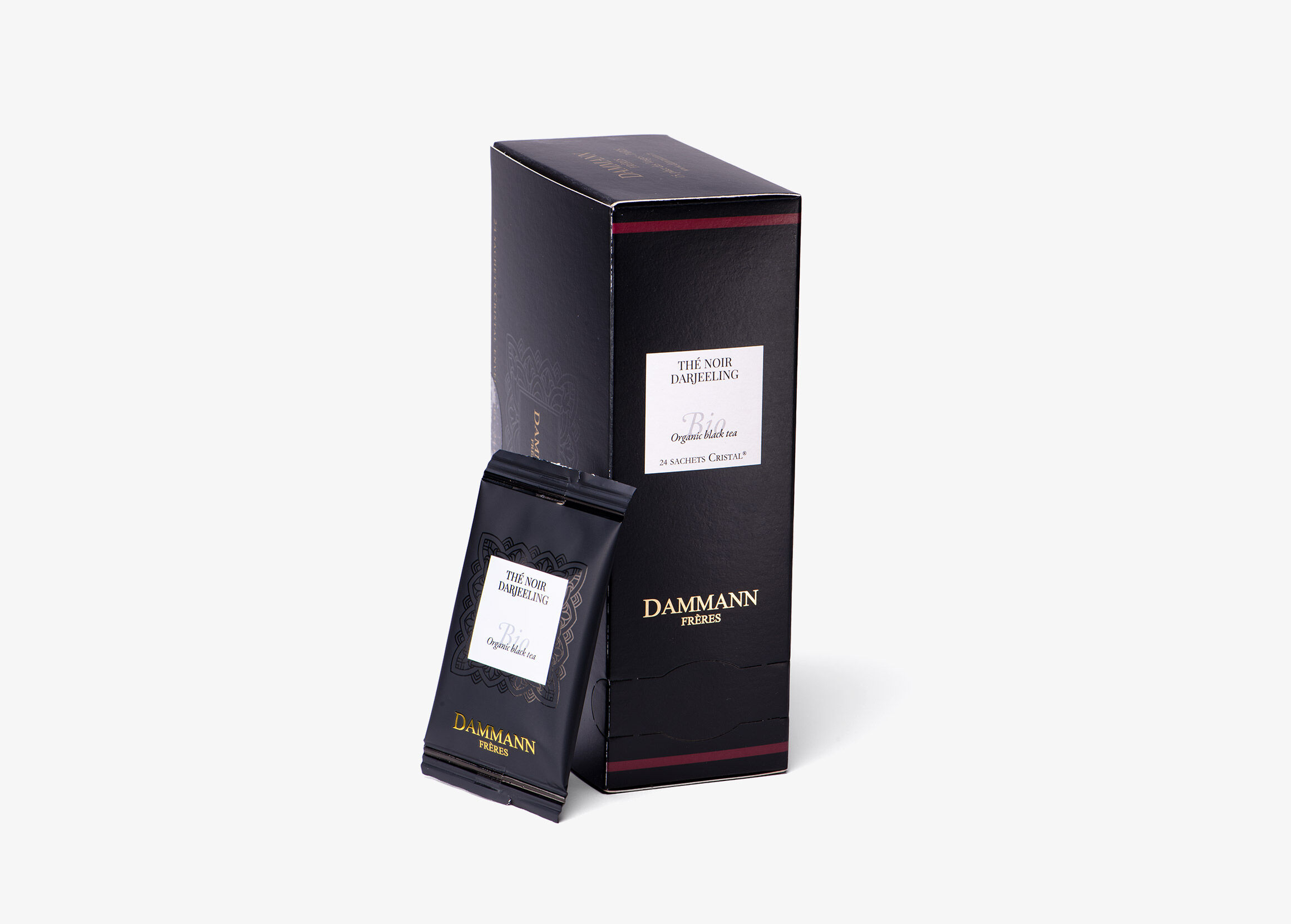 Organic Darjeeling black tea, box of 24 enveloped Cristal