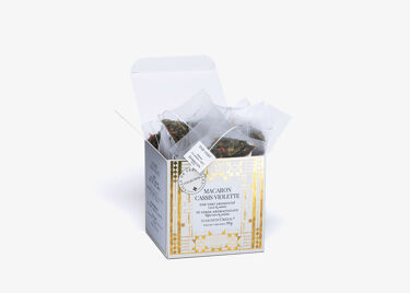 Macaron Cassis Violette, box of 25 Cristal® sachets