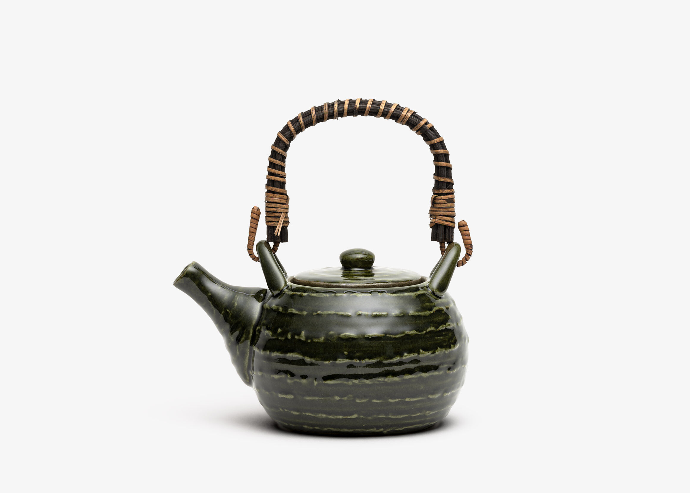 Théière En Porcelaine Fine Os De Chine 0,5L Avec Poignée En Palissandre - Design Rétro, Vert Pepino, Fait Main