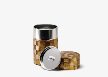 Shikaku - boîte à thé papier washi motif damier brun 100g