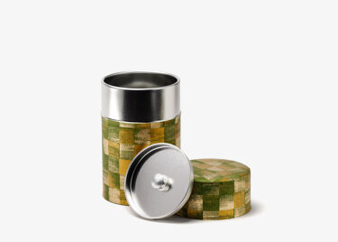 Shikaku - boîte à thé papier washi motif damier vert 100g