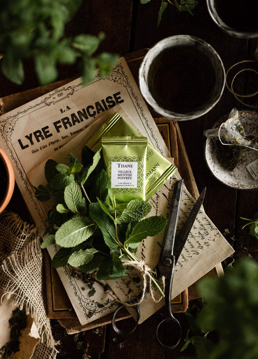 Enveloped tea bags in case