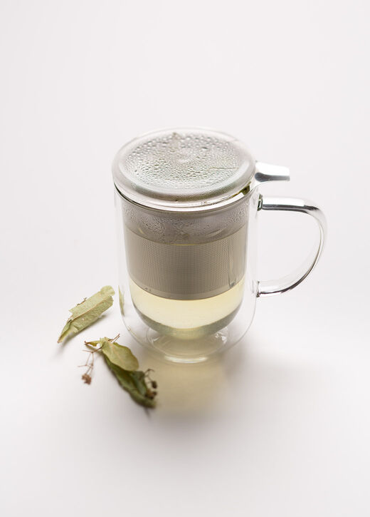 Tasse à thé : Tasse à thé en verre avec infuseur et couvercle